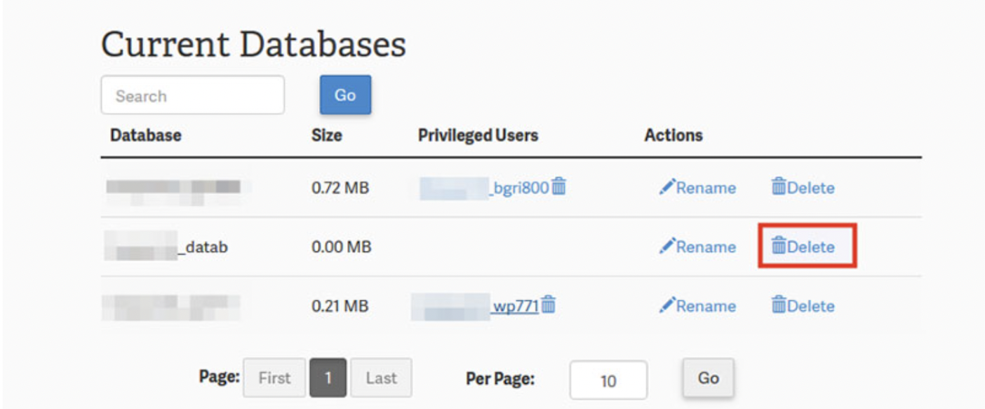 Confirm the database table deletion