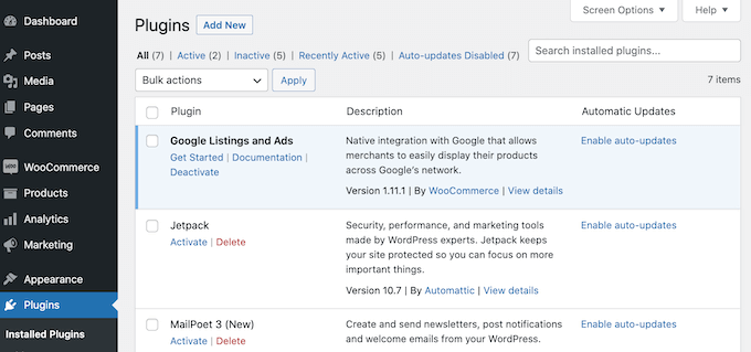 deactivate plugin