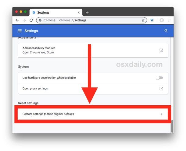 Reset Chrome settings